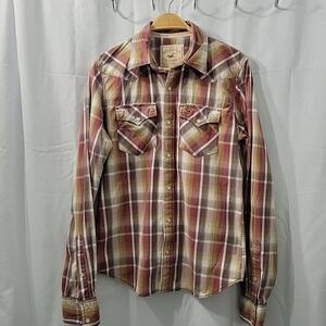 Hollister Vintage Men's Pearl Snap Shirt Long Sleeve Size M